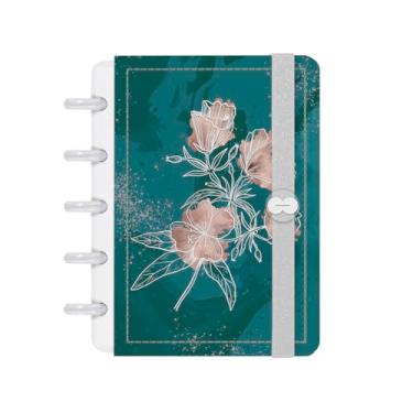 Imagem de Caderno de Disco Iscool Inteligente Mini Soft Breath Teal Line Flower