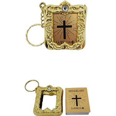 Imagem de (Espanhol (Ouro)) - CL Presente 12 x Mini Chaveiro da Biblia Ingles Espanhol Ouro Prata Biblia Sagrada Favor religioso / Favor do batismo / Primeiras comunhoes, batismo, cha de casamento (espanhol (ouro))