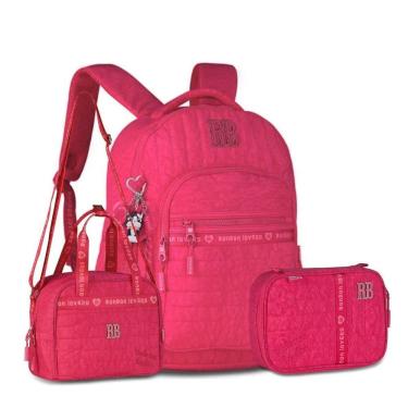 Imagem de Mochila C Lancheira E Estojo Kit Escolar Rebecca Bonbon Rosa