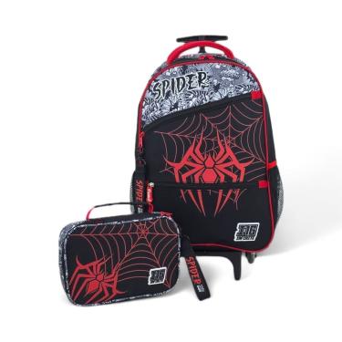 Imagem de Kit mochila infantil rodinha estojo box fuseco Spider Man