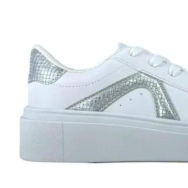 Imagem de Tênis Vizzano Feminino Flatform Branco Prata, 36, Branco, Prata
