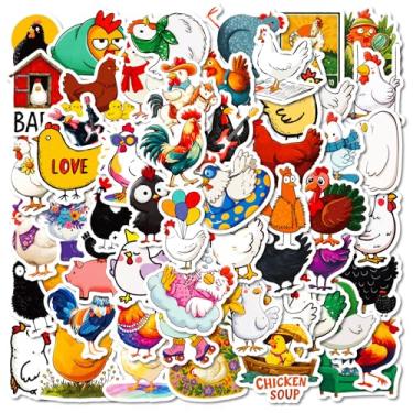 Imagem de Funny Chicken Stickers 50Pcs Waterproof Vinyl - Cartoon Rooster Hen Animal Decals for Water Bottles, Laptop, Phone, Helmet, Skateboard - Teens Boys Girls