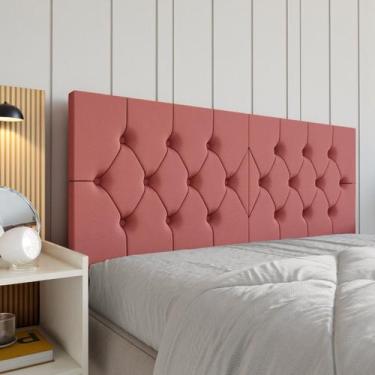 Imagem de Cabeceira Casal Elisa Estofada Capitone Dobrável 140cm Fixação Parede 