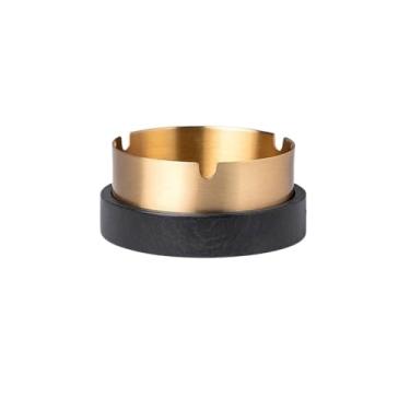 Imagem de Cinzeiro de latão portátil com tampa suporte inferior para placa de tinta cinzeiro para casa, escritório, jardim, uso interno ou externo, cinzeiro