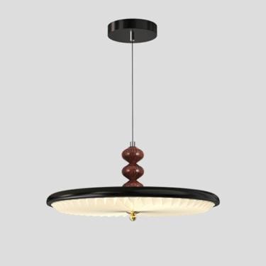 Imagem de Luminária pendente redonda moderna de LED para teto, luminária pendente de ilha para cozinha, sala de jantar, luminária com altura ajustável e abajur de PVC plissado