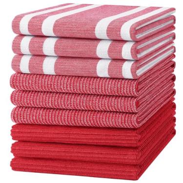 Imagem de Homaxy Toalhas de cozinha premium (45,7 cm x 71,1 cm, pacote com 9), toalhas de mão de cozinha grandes de algodão 380 GSM, toalhas de prato macias e absorventes, conjunto de toalhas de chá multiuso