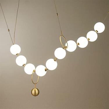 Imagem de lustre pós-moderno LED lustre iluminação sala de estar longas luzes penduradas luminárias de jantar luminárias de vidro nórdico quarto lâmpadas pendentes (cor: 10 cabeças de lâmpada, tamanho