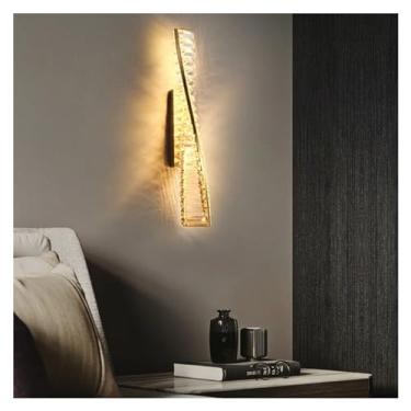 Imagem de Luminária de parede espiral de cristal de luxo compatível com cabeceira de quarto, sala de estar, decoração moderna para interiores, luminária de parede LED dourada, luminária pendente de te