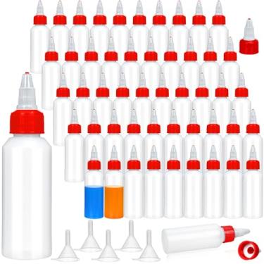 Imagem de Gandeer 100 frascos de 59 ml a granel com tampas de plástico espremedor condimento para viagem óleo de cabelo esguicho pequeno Boston dispensador 5 peças funil líquido mini recipiente de molho tinta