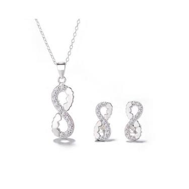 Imagem de Colar com pingente infinito de prata 925 com argolas e corrente para d