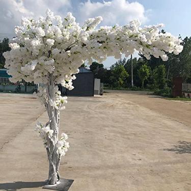Imagem de ZHDLdpUS Árvore de cerejeira artificial - deslumbrantes flores brancas Sakura - Largura de decoração de hotel interno/externo - Planta falsa realista, A 2,5 x 2,5 m, extensão