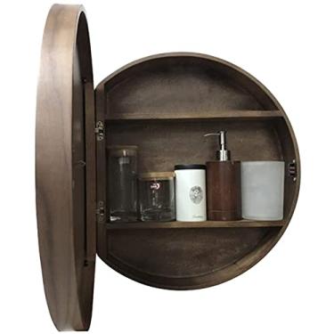 Imagem de AKALNNB Armários de espelho redondo para banheiro montado na parede armário de armazenamento de banheiro armário de cozinha armário de banheiro espelho de banheiro com porta deslizante, presente