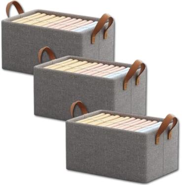 Imagem de Cesto Organizadora Dobrável Cinza para Roupas, Brinquedos e Itens Diversos – Multifuncional (3)