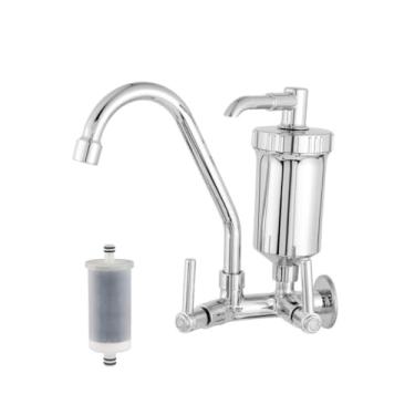 Imagem de Torneira com Filtro Gourmet Flexível Cozinha Parede c/Ducha 2 Jatos 1/4 de Volta + Refil(Torneira Bica Móvel)