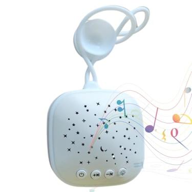 Imagem de Ruído branco, aparelho de sons para bebê relaxar e dormir, com luz noturna projeção de lua e estrelas branco