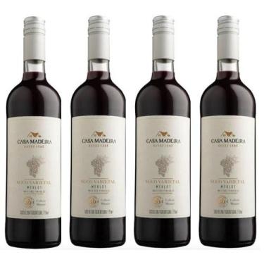 Imagem de Kit 4 Un Suco de Uva Varietal Tinto Integral Merlot Casa Madeira 750 m