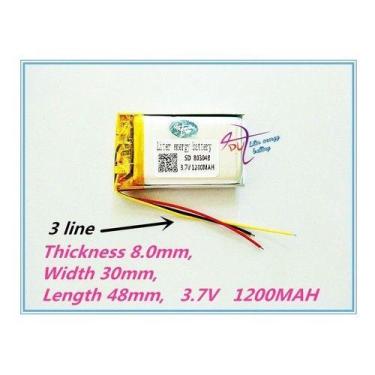 Imagem de Bateria 803048 Com  3 Fios 3,7v 1200mah 8mm X 30mm X 48mm - bgb