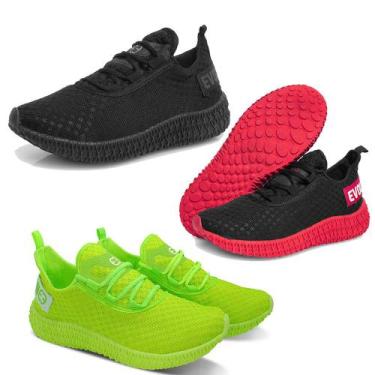 Imagem de Kit 3 Tênis Masculino Boost Evoltenn Esportivo Colmeia, 42, Vermelho, 