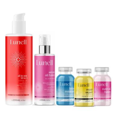 Imagem de Kit Cronograma Capilar Lunell + Leave - in 10x1 + Sérum (5 Produtos)