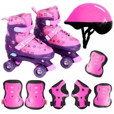 Imagem de Patins Roller Quad Rosa Menina Judy Adventure Ajustável 34 ao 37 Com K