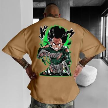 Imagem de Camiseta Oversized Academia Treino Rock Lee Portões Algodão - Fábrica,
