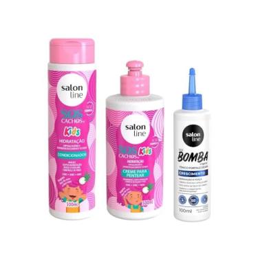 Imagem de Kit com Condicionador e Creme para Pentear Kids e Tônico Fortalecedor Salon Line