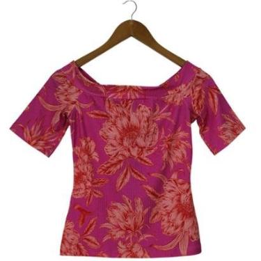 Imagem de Blusa Colcci Canelada Estampa Beija Flor Rosa Feminina-Feminino