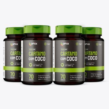 Imagem de Kit 4x - Óleo de Cártamo + Coco (1 g) - 70 cápsulas - Omix-Unissex