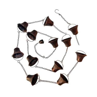 Imagem de Bothyi Correntes de chuva para calhas com 12 copos para drenagem de beirais, 12,5 pés, metal resistente para cano de descida decorativo para toldos de