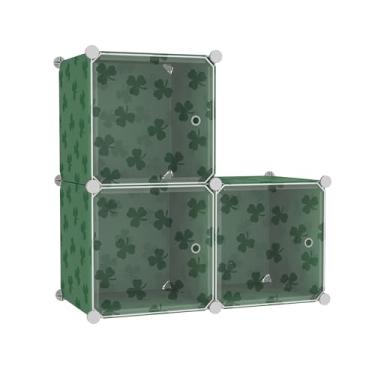 Imagem de C&AHOME Organizador de armazenamento de cubos com portas, prateleiras de 3 cubos, estante modular de plástico DIY, prateleira de armazenamento de roupas de armário ideal para quarto, sala de estar