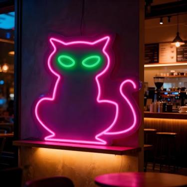 Imagem de Neonawall Cat Neon Sign for Wall Decor Light Up Letters Business Led Sign Cute Birthday Party Gifts Led Decorative Night Signs Room Decor Supplies Girls’ Birthday Party Signs for Bar Home Bedroom