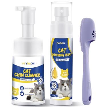 Imagem de Ninibabie Tratamento Para Acne No Queixo De Gato, Remove Cravos Do Gato Com Spray Limpeza Gatos, Equipado Escova Limpeza, Livre Crueldade E Frescor