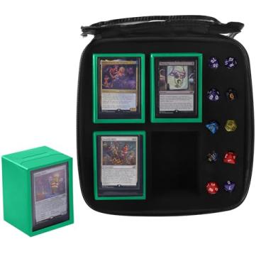 Imagem de Estojo de EVA Travel Mtg Deck com 4 caixas magnéticas ABS MTG e compartimentos de dados – Organizador de cartões colecionáveis de casca rígida. Cada caixa de baralho mtg serve para 100 caixas de manga