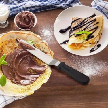 Imagem de Espátula de creme de bolo de aço inoxidável, espátulas de cobertura angulares, raspador multiuso para assar ou cozinhar, curvado - 20 cm