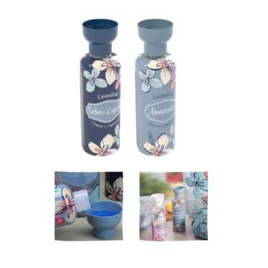 Imagem de Porta Sabão Liquido e Amaciante Tampa Dosador Lavanderia 2un, Mandala, Plasútil