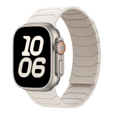 Imagem de Pulseira magnética para Apple Watch série 10/9/8/7/6/5/4/3/SE/2nd/Ultra2 de 49 mm, 46 mm, 45 mm, 44 mm, 42 mm, 41 mm, 40 mm, 38 mm, 48 mm, 40 mm, pulseira de silicone esportiva para Apple Watch Series