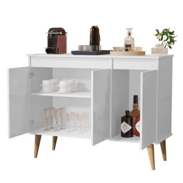 Imagem de Armario De Cozinha Pequeno De Chao Buffet Status 3 Portas Classic Design Moderno E Espacoso(Branco)