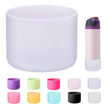 Imagem de Bluwing Bota de silicone para garrafa de água Owala 680 g, parte inferior de manga protetora antiderrapante para garrafa de água isolada Owala 680 g FreeSip/Twist/Flip (Glitter Purple)