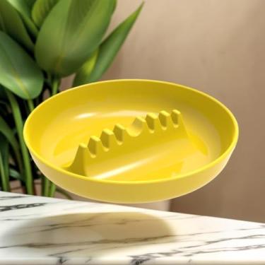 Imagem de Cinzeiro para cigarros de 18 cm ao ar livre para pátio, cinzeiros de plástico com 7 suportes de cigarro, uso interno e externo em casa (amarelo)