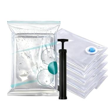 Imagem de Kit 9 Sacos A Vácuo Varios Tamanhos 40x60 60x80cm Com Bomba Manual Economiza 75 Espaco Mala Viagem Guarda Roupa Sacos A Vacuo Para Mala