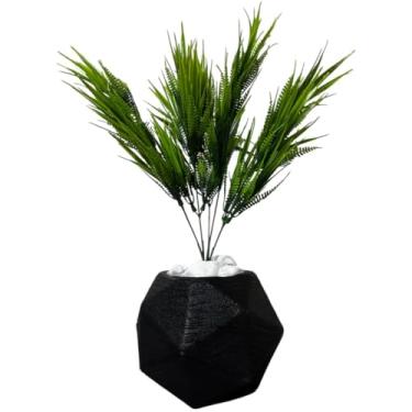 Imagem de Planta Artificial, Planta Arranjo de Mesa Artificial Bambuzinho Da Sorte Vaso Decorativo(Vaso Preto)