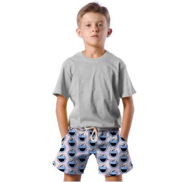 Imagem de Shorts Infantil Bermuda Calção Praia Verão Boneco Cartoon Funny Azul 2