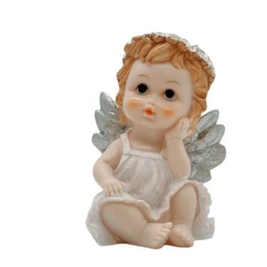 Imagem de Estatuetas de resina, fofas, estátuas de anjo de bebê, 15,5 cm - sentadas