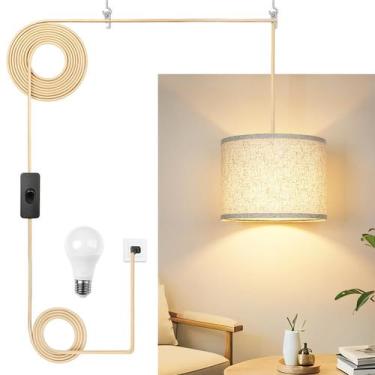 Imagem de Luminária pendente Qingmiao Plug in com lâmpada regulável de 3 vias be