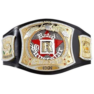 Imagem de Réplica do cinto Edge"Rated R" Spinner Championship – Cinto do Campeonato Mundial de Luta Pesada – Tamanho adulto – 3 mm – 2,3 kg – 132 cm de comprimento