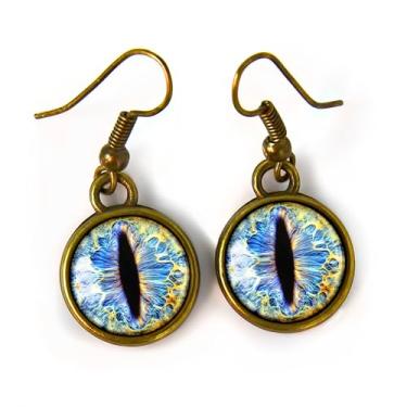 Imagem de Brincos de olho de gato - Brincos de fantasia com pingente de taxidermia olho de criatura azul - 36, Small, Liga de aço, Sem pedra preciosa
