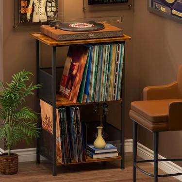 Imagem de Suporte de toca-discos Honkazita de mesa com mesa de madeira