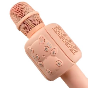 Imagem de Microfone Bluetooth Infantil, Rosa, ABS, 27.2cm, com Efeitos de Voz, Karaokê Sem Fio, Bateria 1500mAh, Potência 5W, Alcance 15m
