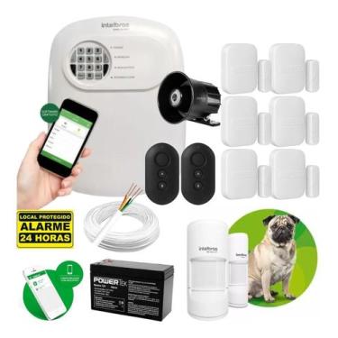Imagem de Kit Alarme 2 Sensor Pet Cf 6 Magnético Sf Acesso Via Celular - INTELBR