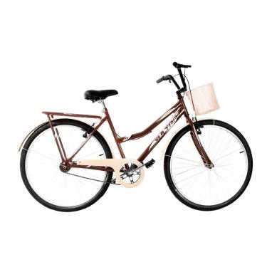 Imagem de Bicicleta de Passeio Ultra Bikes Esporte Stronger Vintage Retrô Line Aro 26 Reforçada Freio V-Brake Marrom/Bege